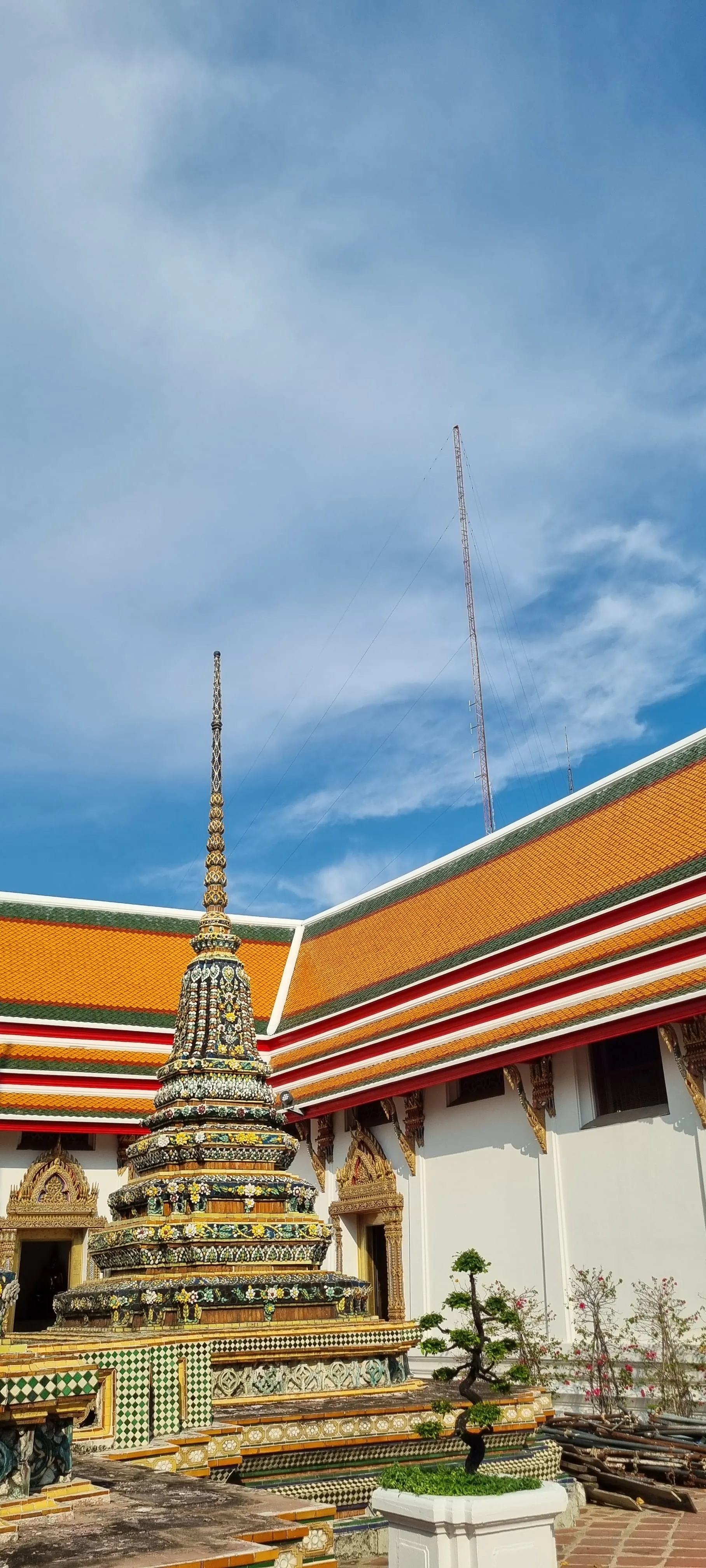 A tiled temple spire
