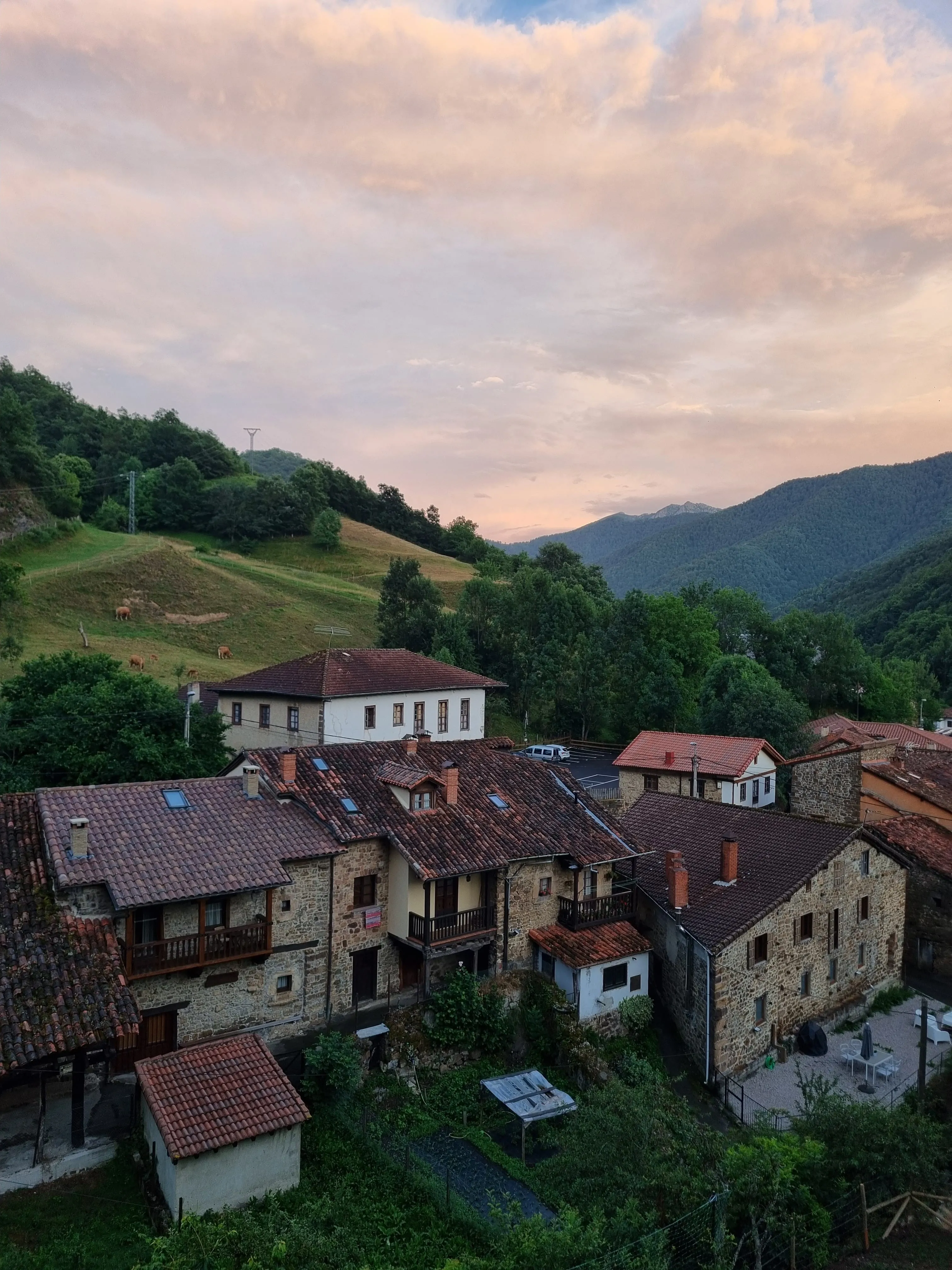 A village at dusk